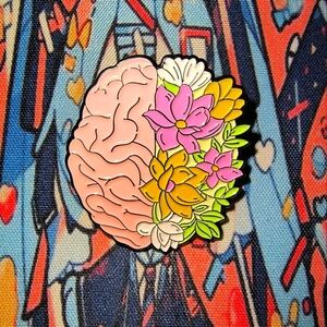 Women’s Accessories Unique Multicolored Half Floral Half Brain Enamel Pin Brooch